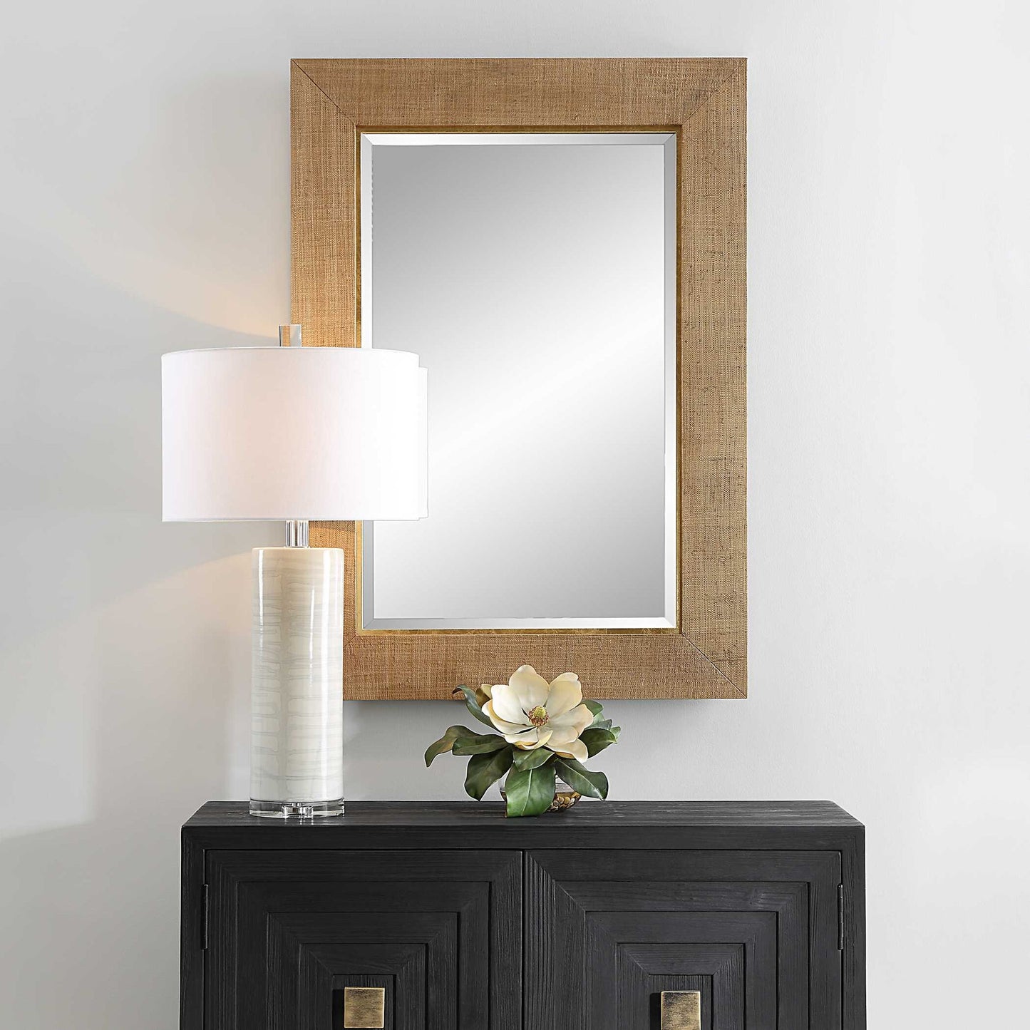 Bungalow - Grass Cloth Mirror - Light Brown