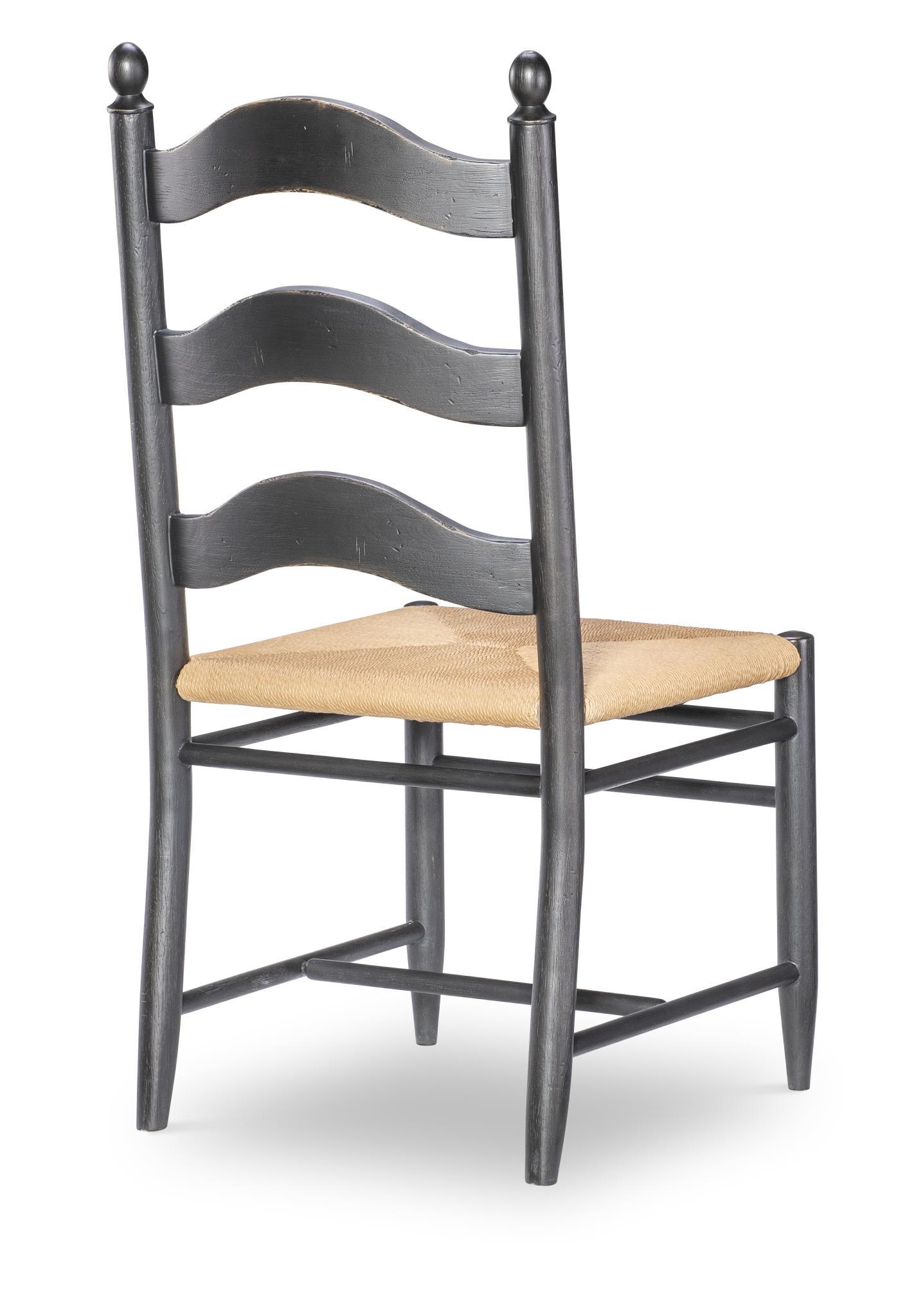 Vintage Market - Rush Seat Ladder Back Side Chair (Set of 2) - Kettle Black
