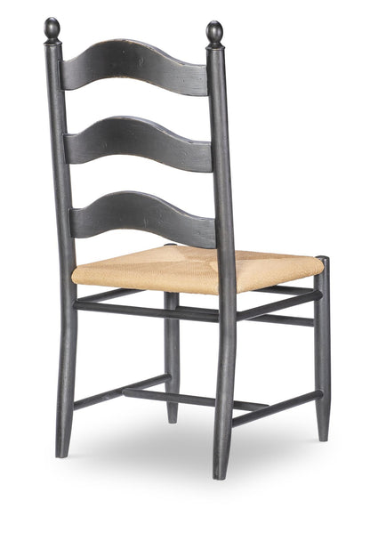 Vintage Market - Rush Seat Ladder Back Side Chair (Set of 2) - Kettle Black