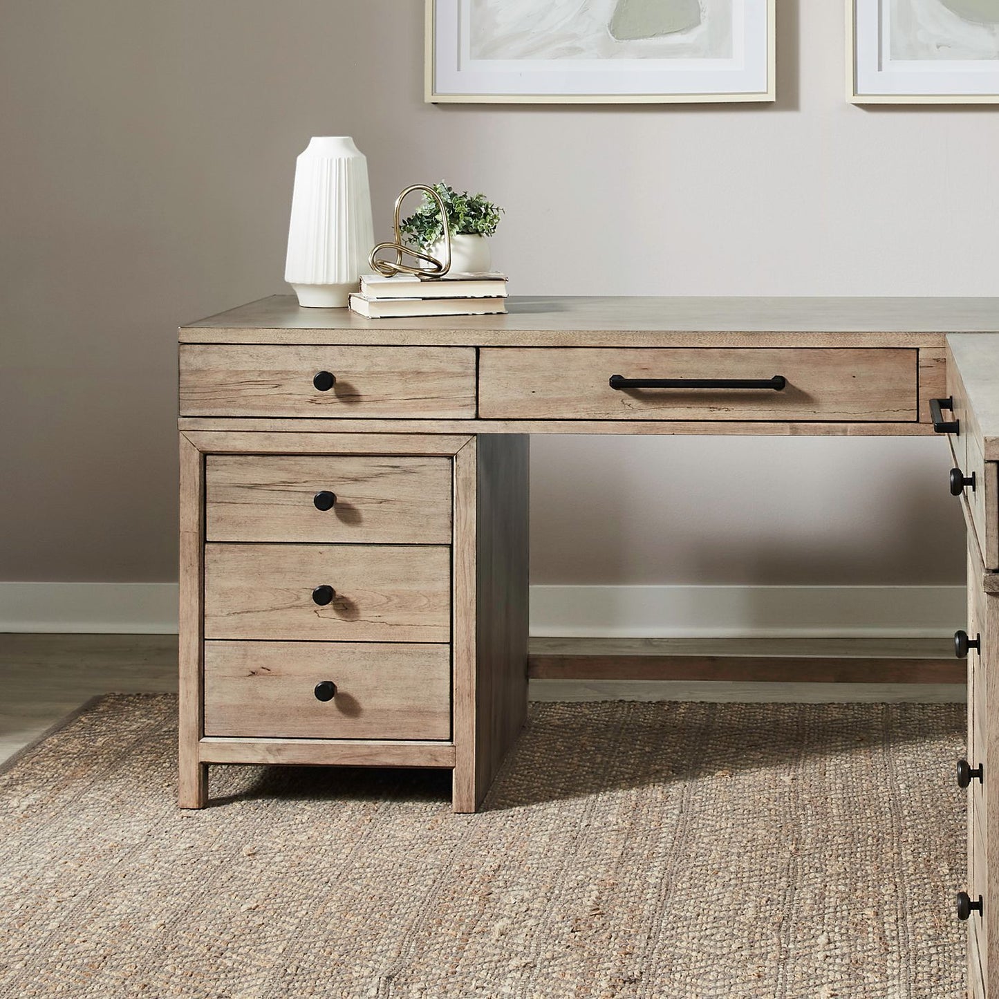 Proximity Place - L Writing Desk Top - Barley Buff