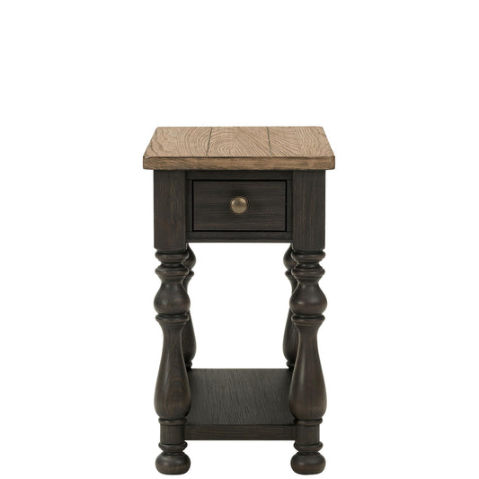 Barrington Two Tone - Chairside Table - Antique Oak / Matte Black