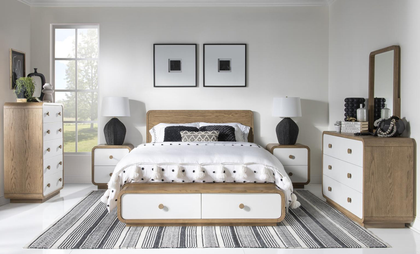 Margot - Beveled Mirror - Desert Oak And Cloud White