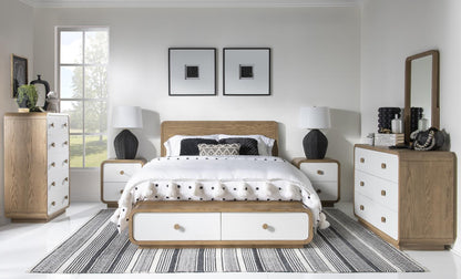 Margot - Queen Storage Footboard With Slats - Desert Oak / Cloud White