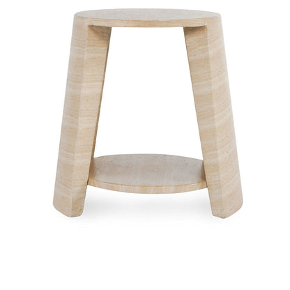 Rosen - Outdoor Concrete Round End Table - Travertine