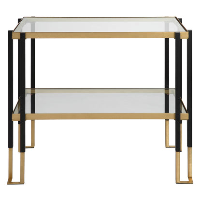 Kentmore - Glass Side Table - Black & Gold