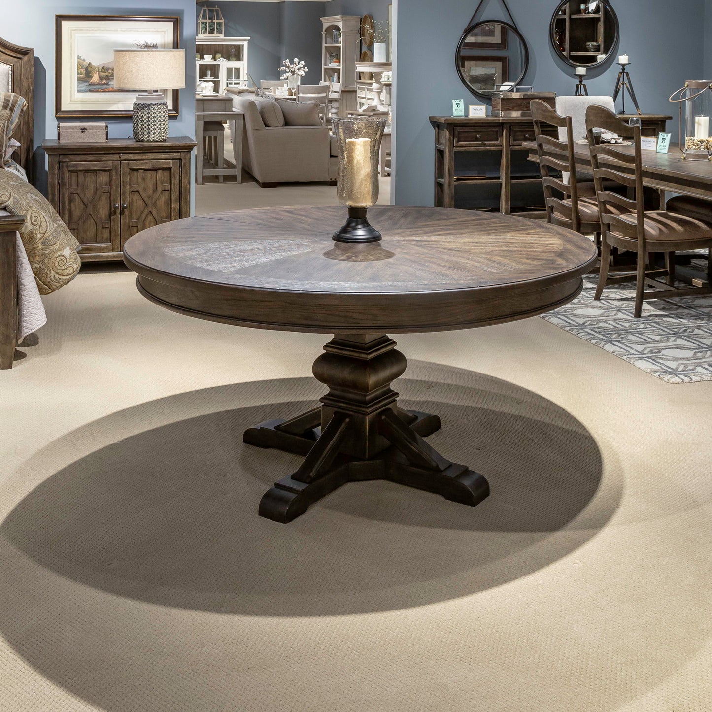 Paradise Valley - Round Pedestal Table Base - Dark Brown