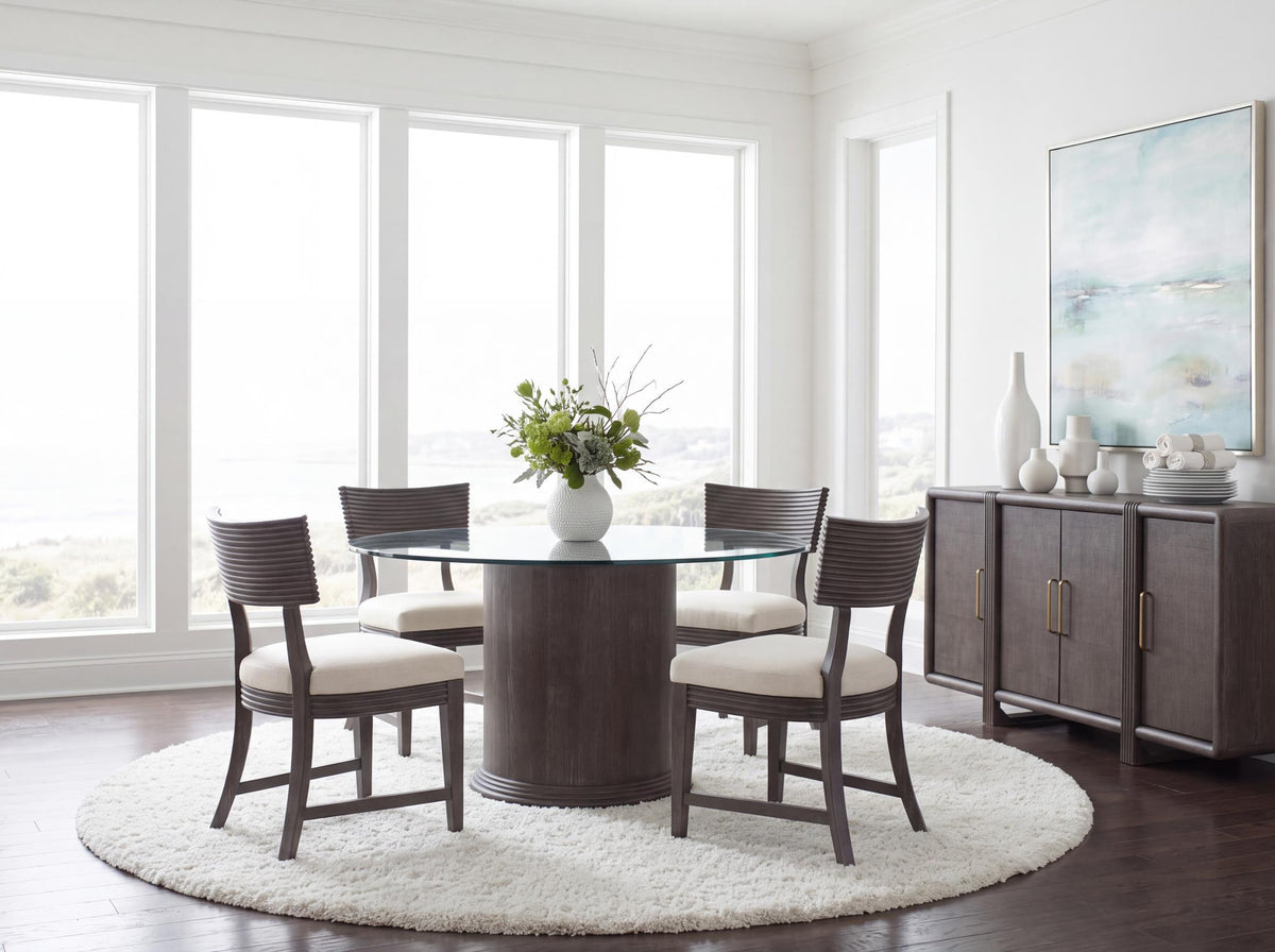Maren - Complete Round Glass Top Dining Table