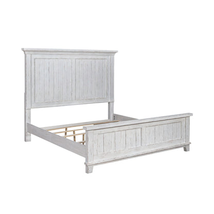 River Place - California King Panel Bed Rails - Riverstone White & Tobacco