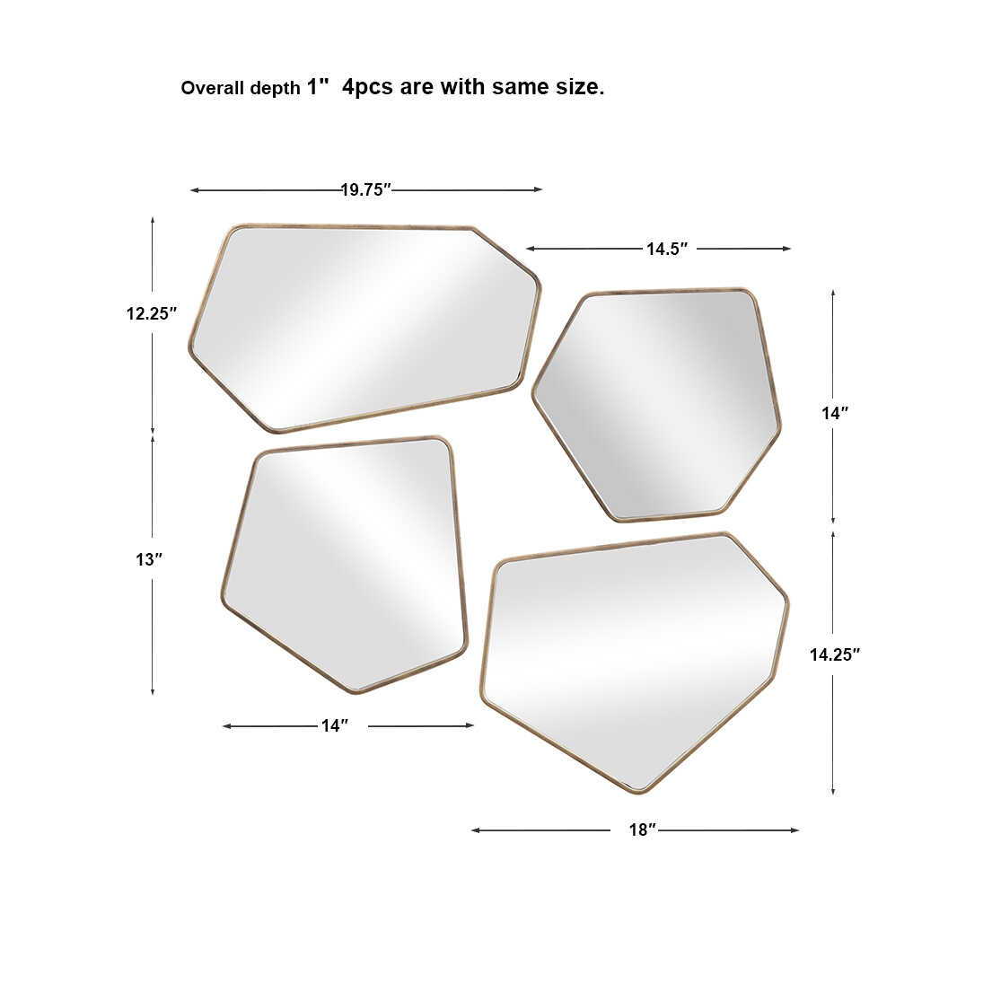 Linneah - Modern Mirrors (Set of 4) - Gold