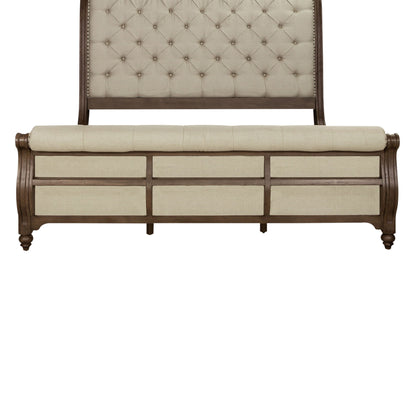 Americana Farmhouse - King Upholstered Sleigh Footboard - Light Brown