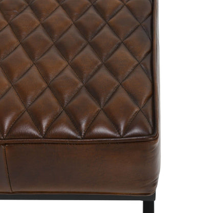 Bruno - Leather Rectangle Stool - Rustic Brown