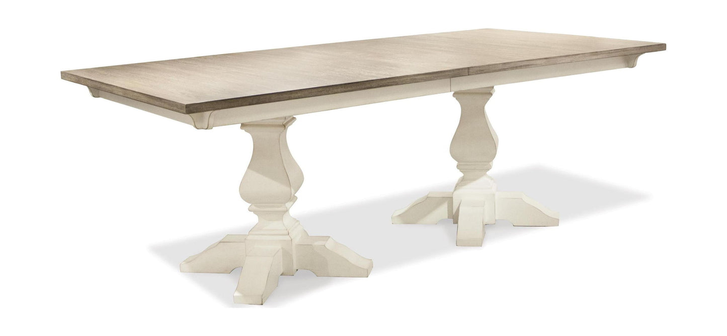 Myra - Double Pedestal Table Base - Paperwhite