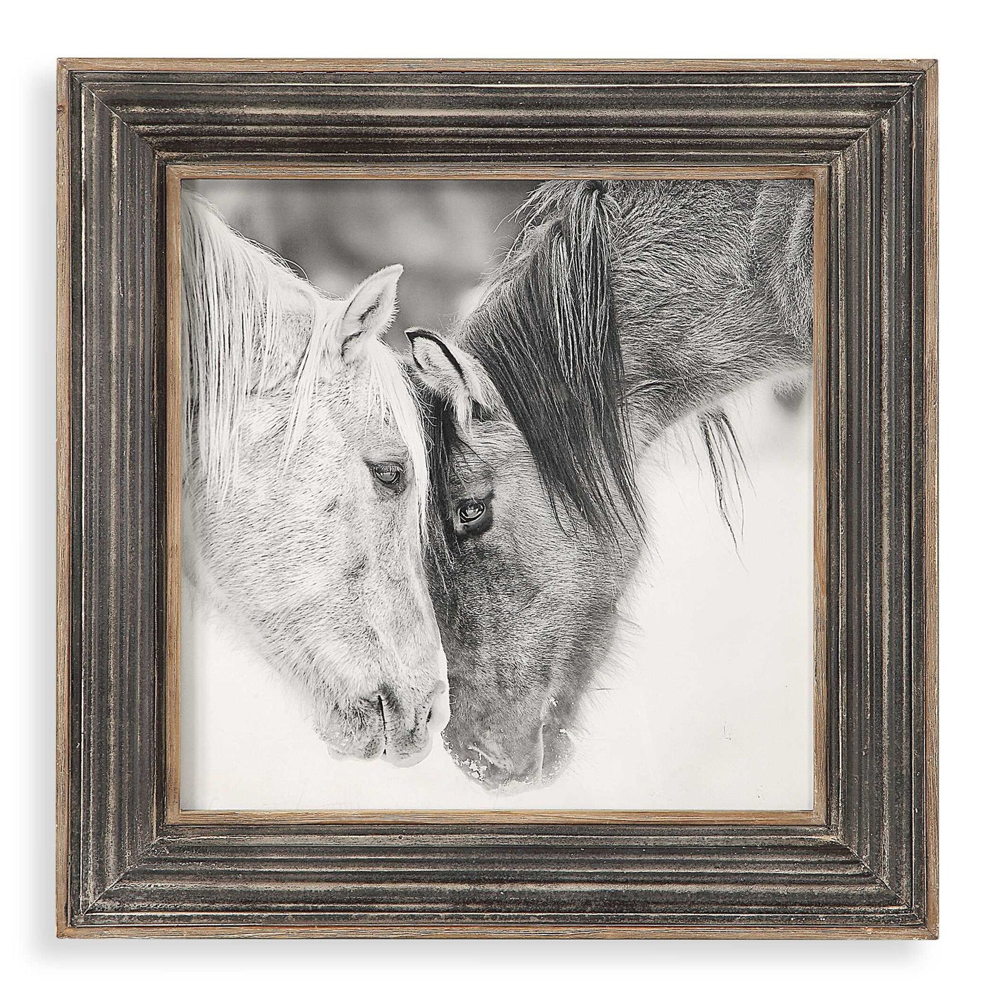 Custom Black And White Horses - Print - Dark Brown