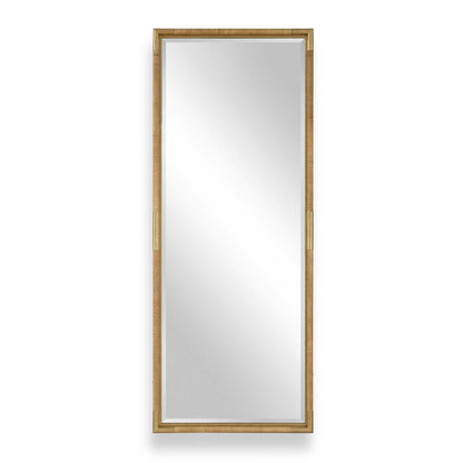 Kampar - Full Length Rattan Tall Mirror - Gold / Woodtone