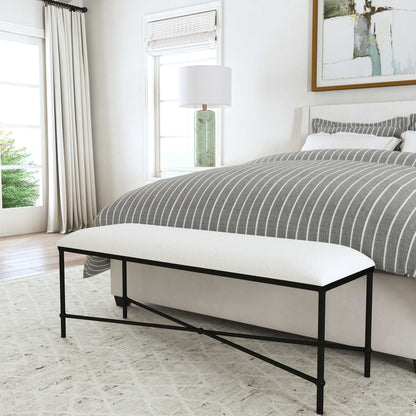 Avenham - Black Framed Bench - White
