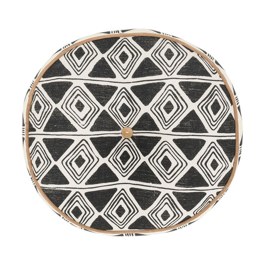 Radiant Oasis - 18" Round Nubia Pillow - Black / White