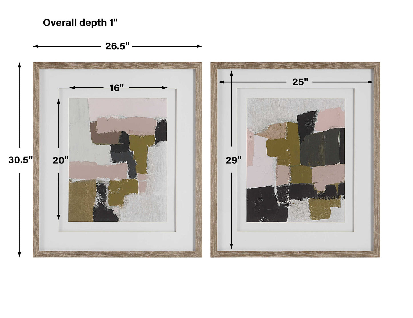 Color Block - Framed Prints (Set of 2) - Light Brown