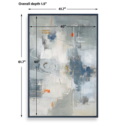 Blueprint - Hand Painted Modern Art - Black / Blue / Gold / Gray / Orange / White