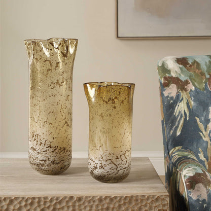 Rhine - Seeded Glass Vases (Set of 2) - Brown