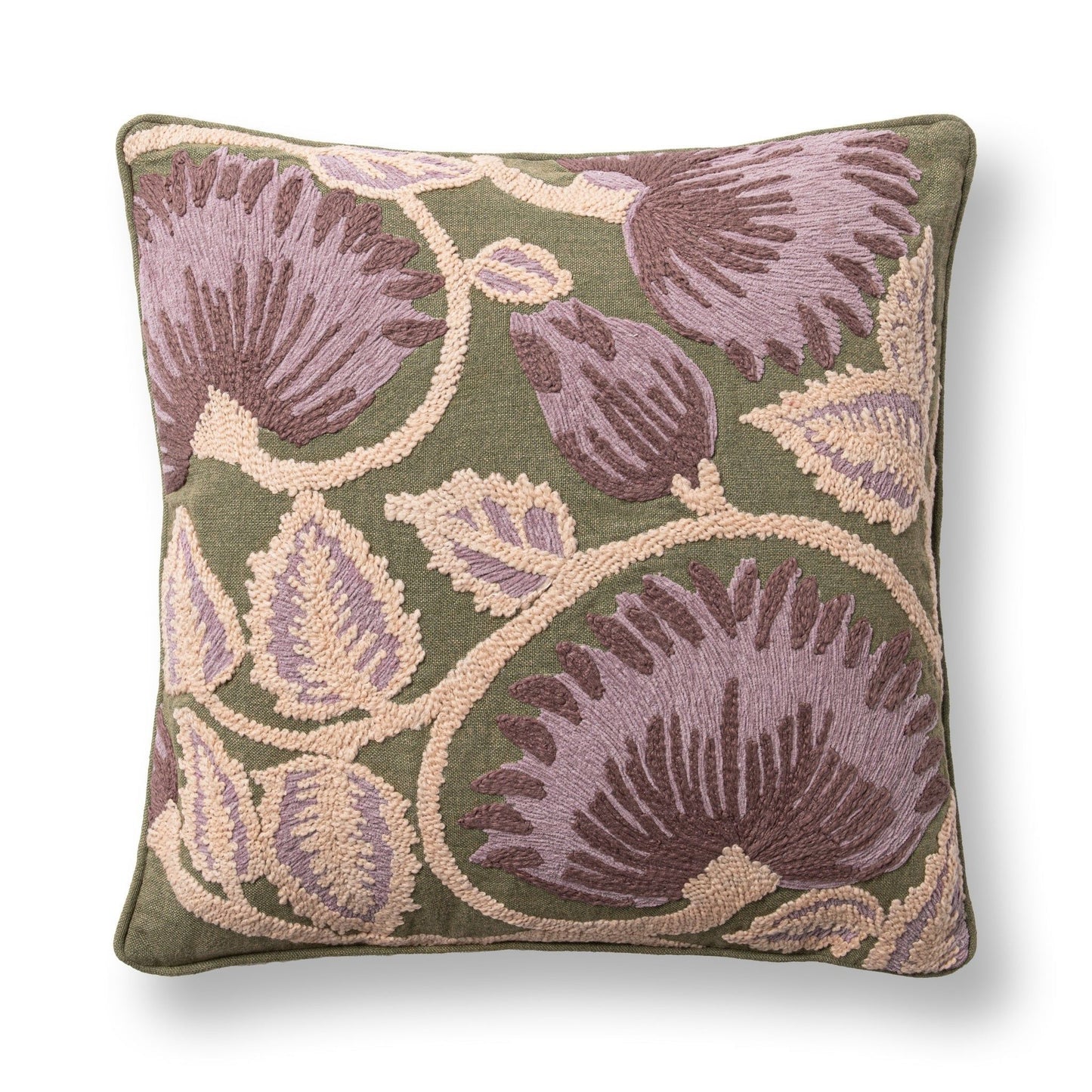 Folly - 22" x 22" Pillow - Olive Green / Multi