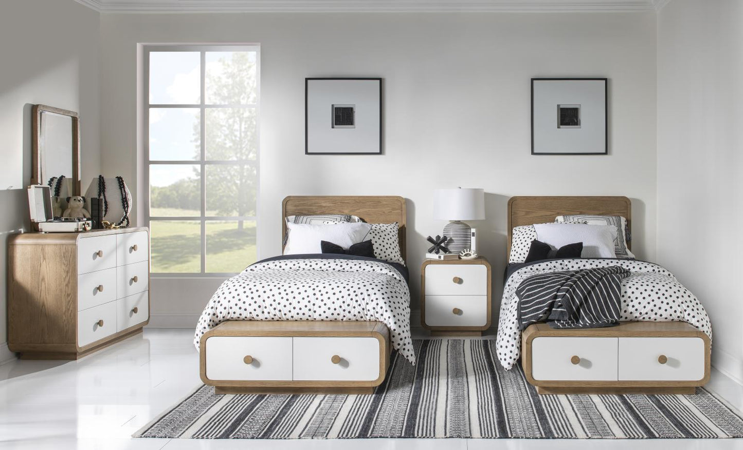 Margot - 2 Drawer Nighstand - Desert Oak And Cloud White
