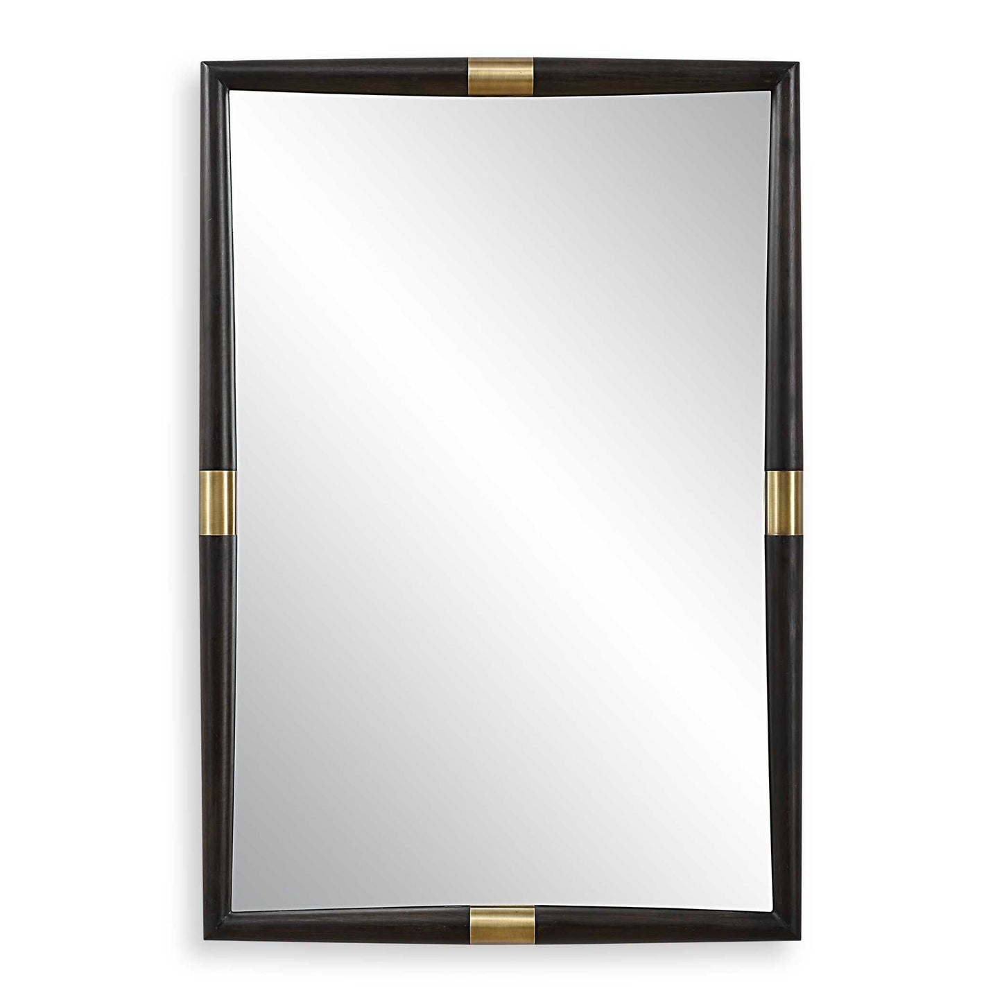 Larkin - Dark Wood & Brass Mirror - Dark Brown