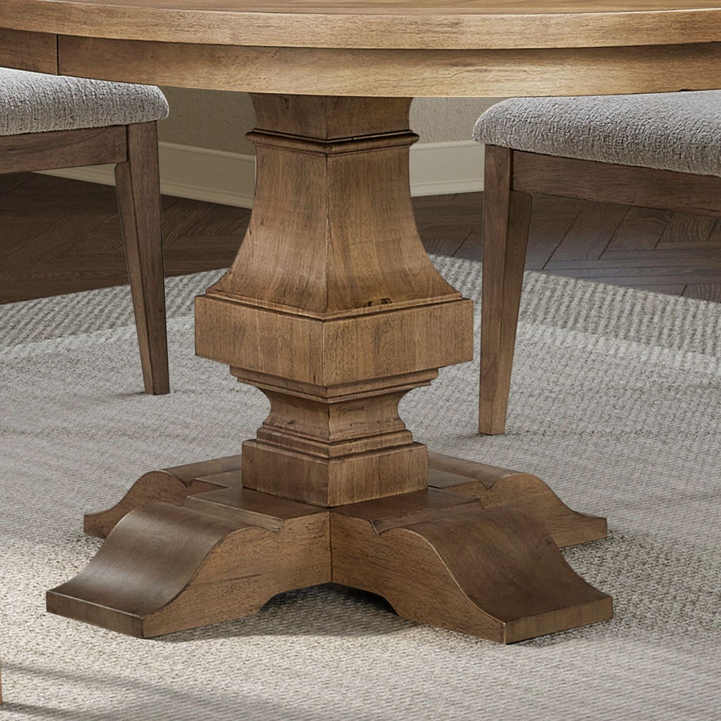 Haven Hills - Round Pedestal Table Base - Camel Beige