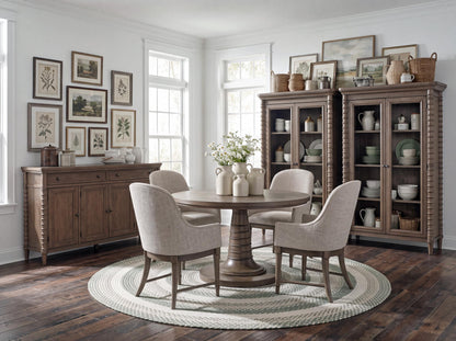 Seraphina - Complete Round Dining Table - Midnight Oak