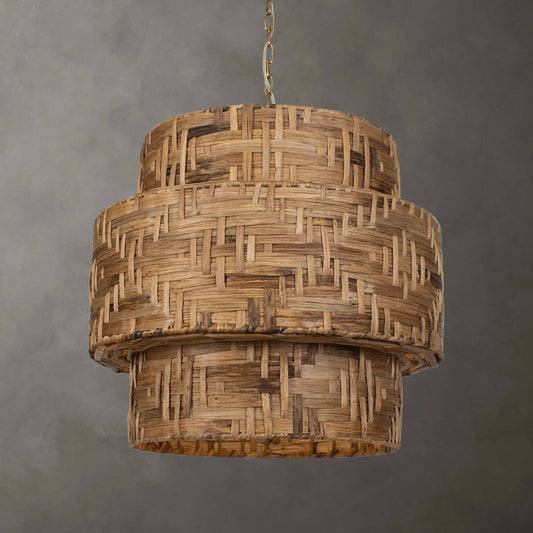 Water Hyacinth - 4 Light Woven Pendant - Light Brown