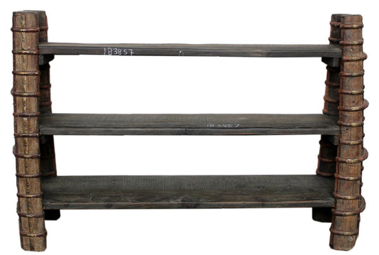 Reclaimed Wood Cart Rack - Black Distressed / Natural