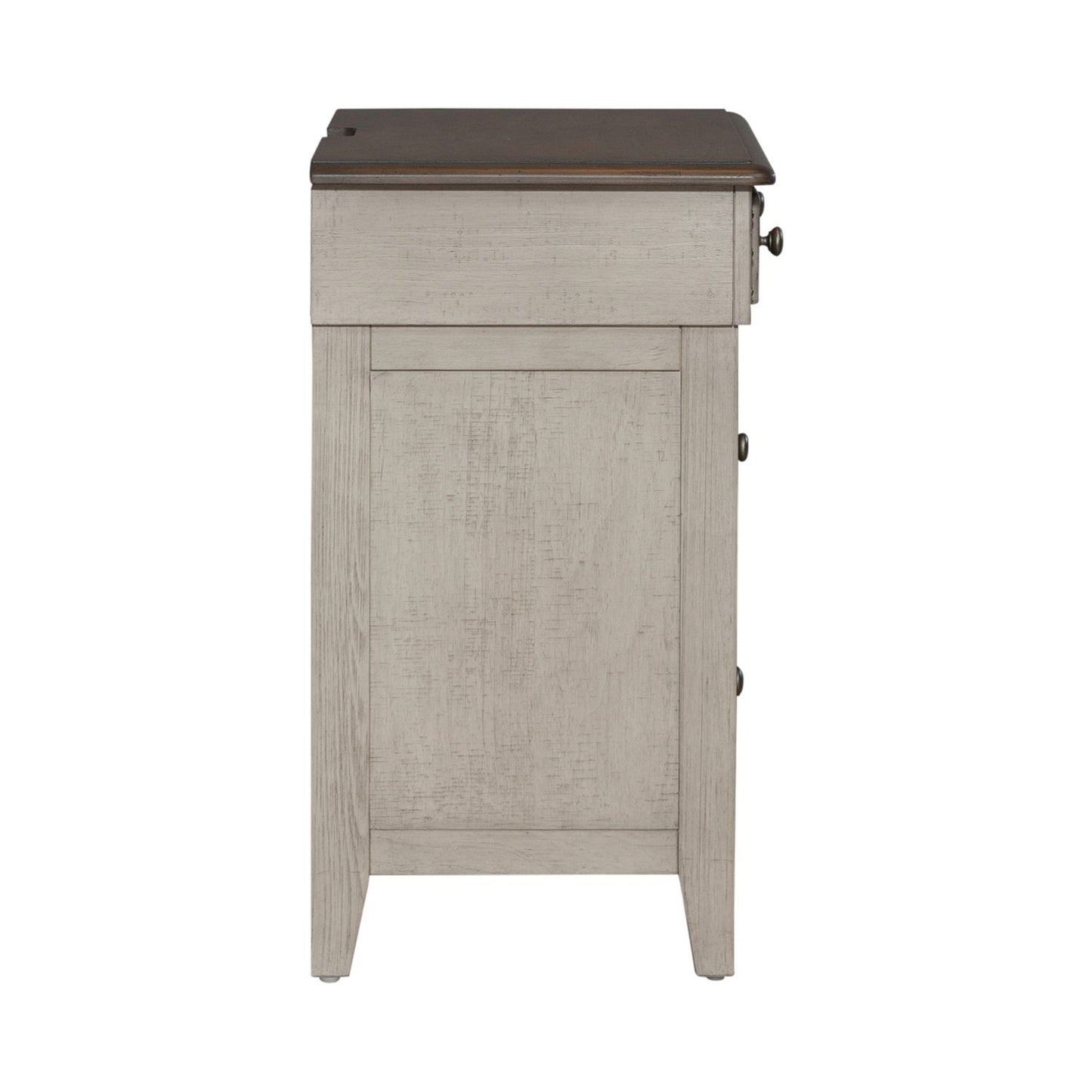 Ivy Hollow - 3 Drawer Bedside Chest With Charging Station - White