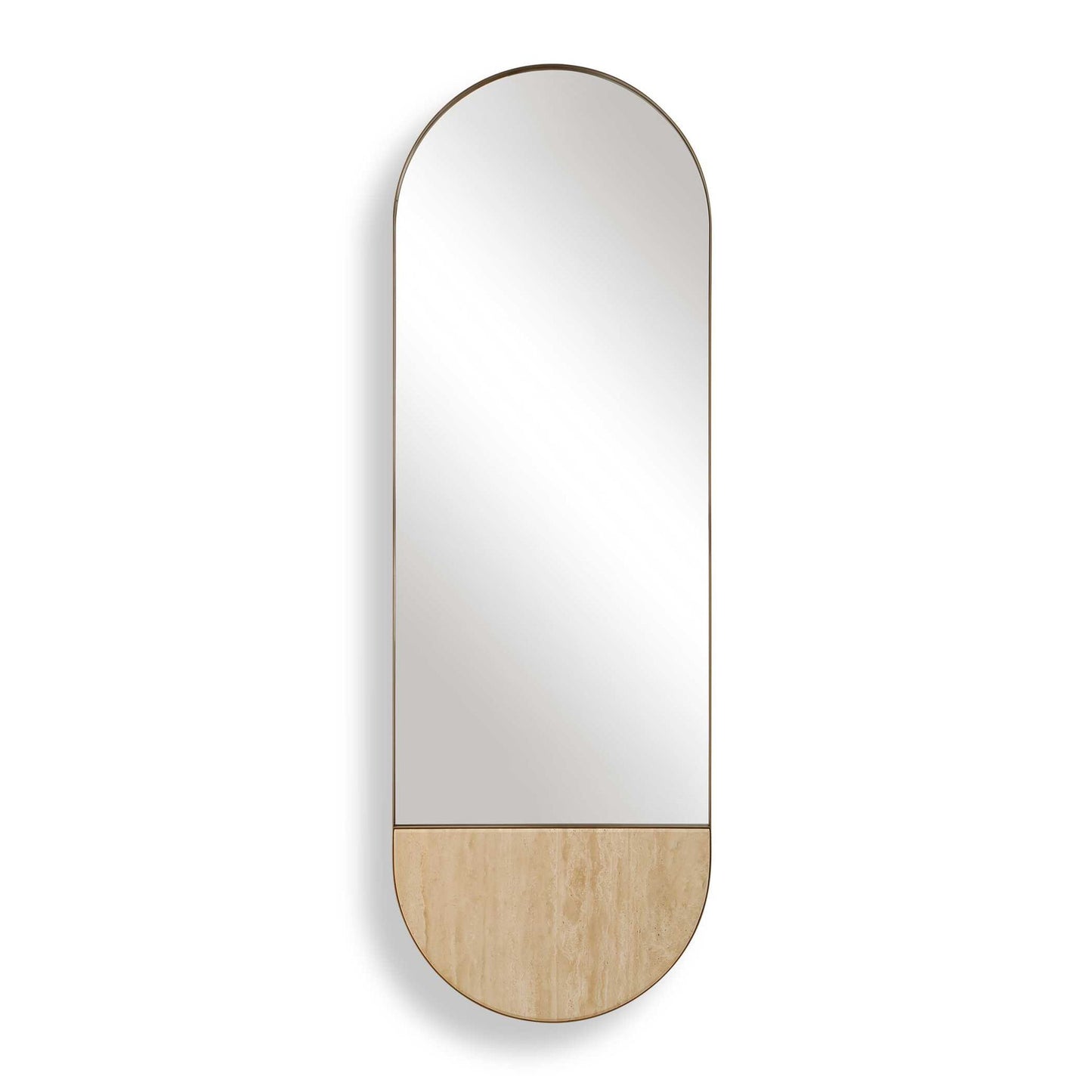 Russo - Travertine Tall Oval Mirror - Bronze / Brown / Gold