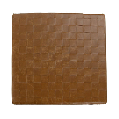 Aristo - Leather Square Ottoman - Chestnut