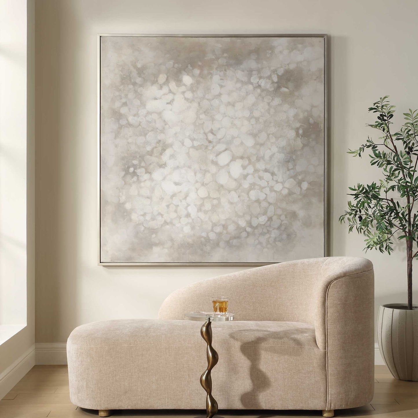 Out Of Focus - Framed Abstract Art - Gold / Gray / White / Woodtone