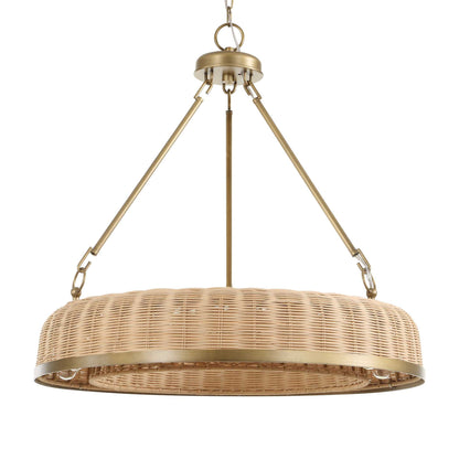 Ladakh - 9 Light Round Wicker Pendant - Gold