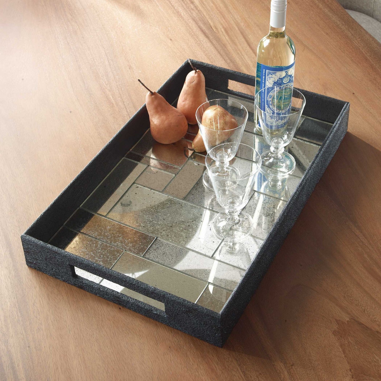Modern - Mosaic Antique Mirrored Tray - Black