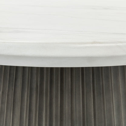 Caspia - 47" Outdoor Round Dining Table - White / Dark Gray