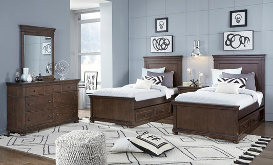 Canterbury 2.0 - Twin Bunk Rails With Slat Rolls - Warm Cherry