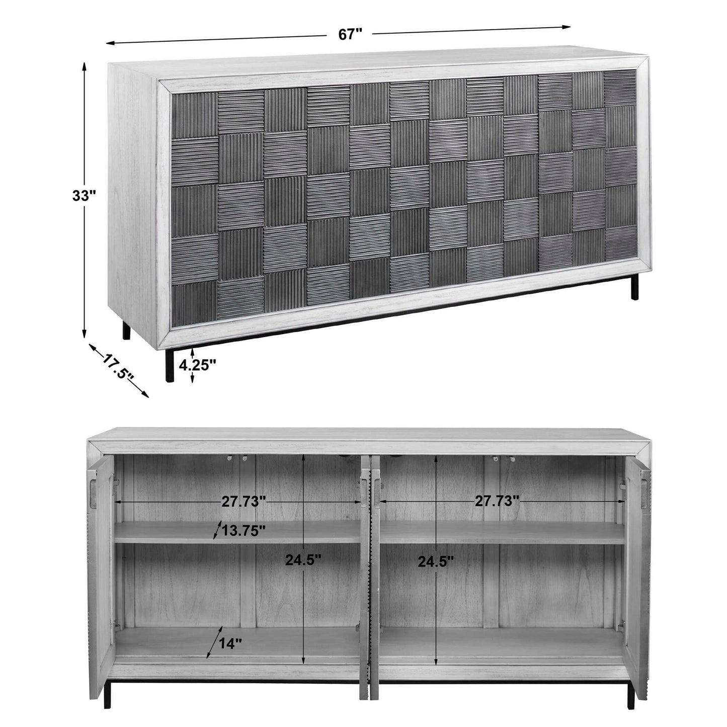 Checkerboard - 4 Door Cabinet - Gray