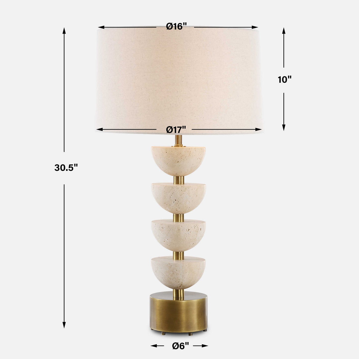 Hemisphere - Travertine Table Lamp - Beige