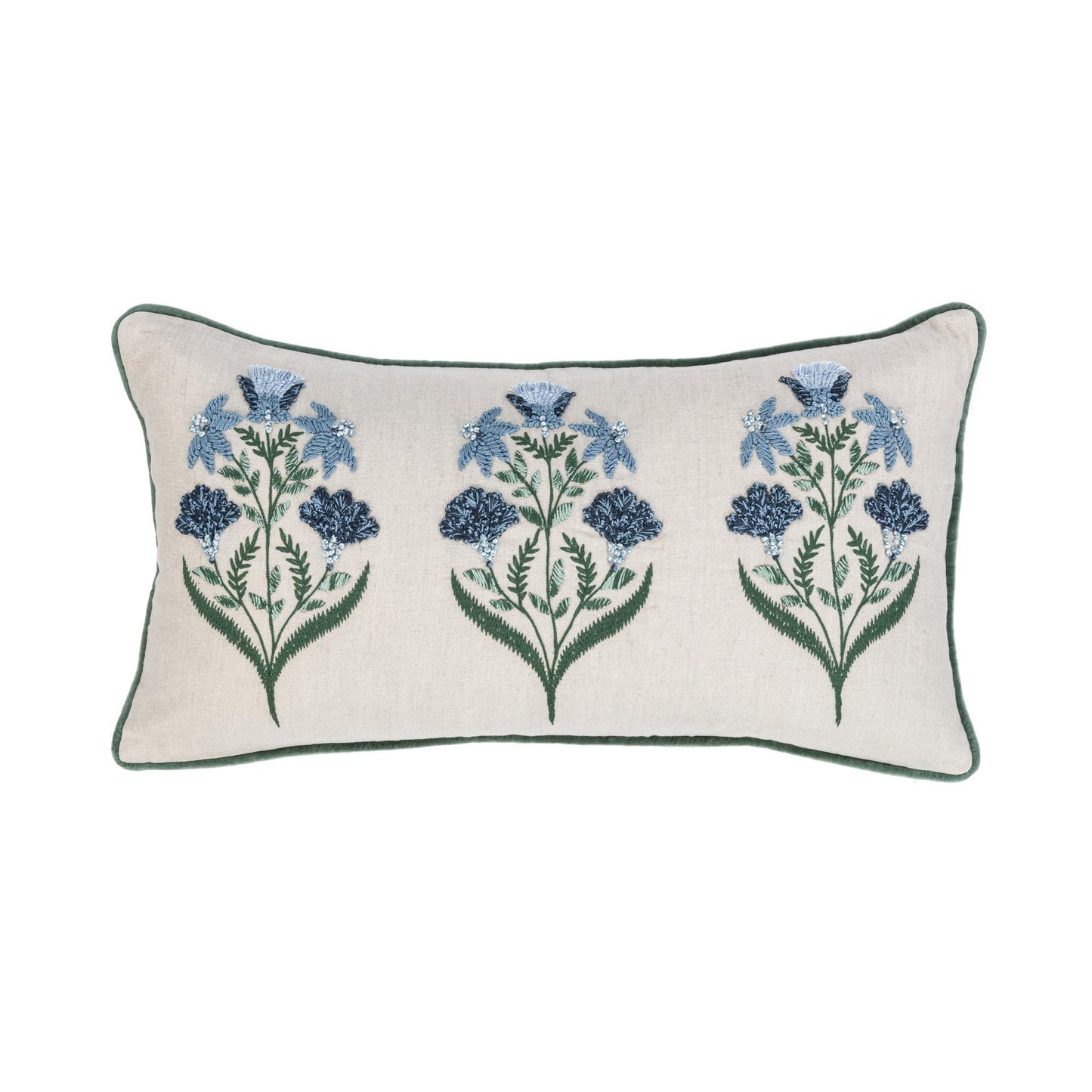 Novel Estate - 14" x 26" NV Belcourt Floral Pillow - Natural / Blue
