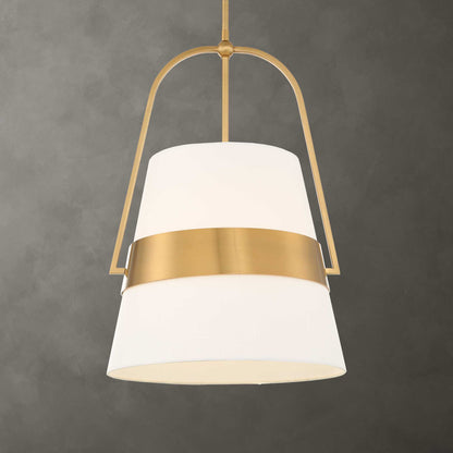 Harness - 1 Light Shade Pendant - White / Gold
