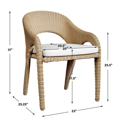 Kavali - Outdoor Wicker Dining Armchair - Woodtone