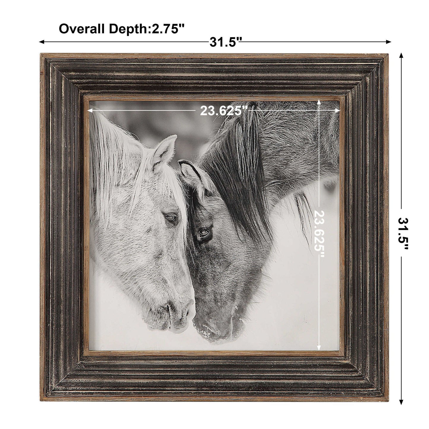 Custom Black And White Horses - Print - Dark Brown