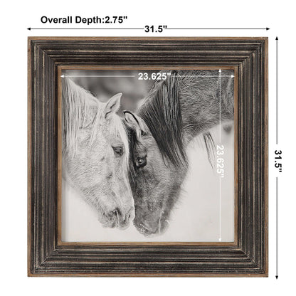 Custom Black And White Horses - Print - Dark Brown