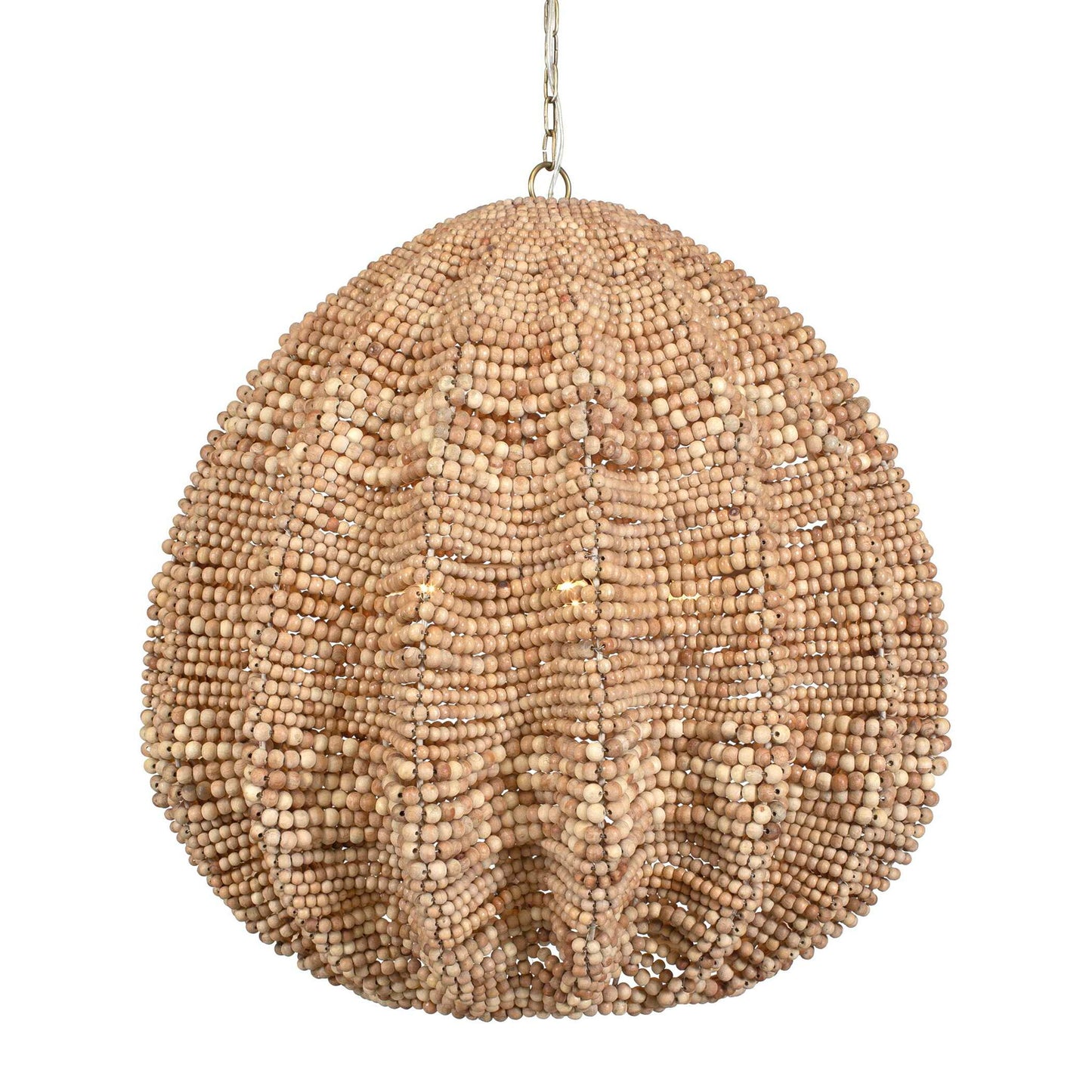 Kauri - 5 Light Wooden Bead Pendant - Brass / Woodtone