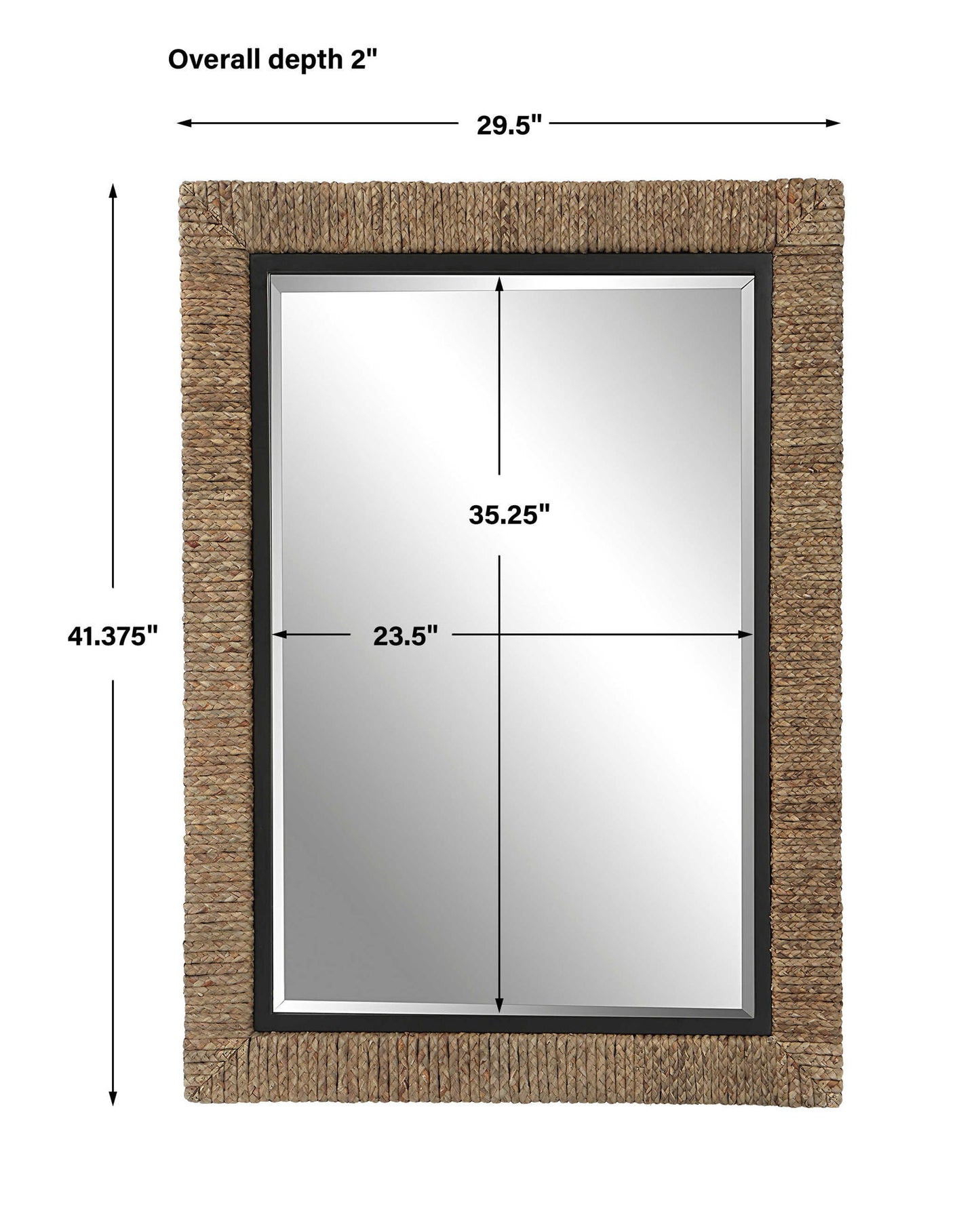 Island - Braided Straw Mirror - Light Brown