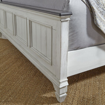 Allyson Park - Queen Panel Footboard - Wirebrushed White / Charcoal