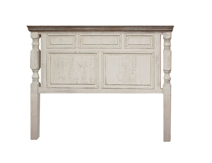 Stone - King Headboard - Antiqued Ivory / Weathered Gray