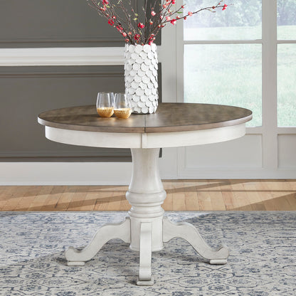 Ocean Isle - Single Pedestal Table Top - Antique White & Dark Brown
